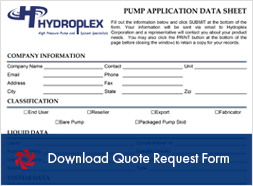 Hydroplex Pumps Quote Request